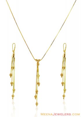 Fancy CZ Hangings Necklace Set 22k  ( Light Sets )