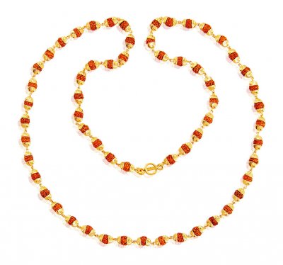 22K Gold Rudraksha Mala 27In ( Men`s Gold Chains )