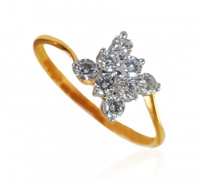 18KT Gold Diamond Ring for Ladies ( Diamond Rings )