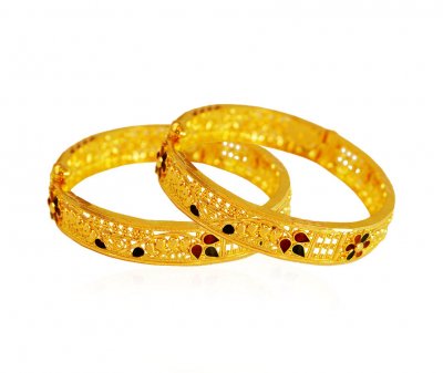 22K Gold Meena Kids Kada (2 Pcs) ( Baby Bangles )