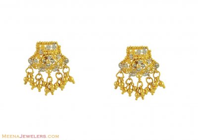 22K  2 Tone Earrings  ( 22Kt Gold Fancy Earrings )