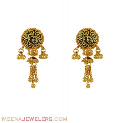 Designer meenakari with hangings ( 22 Kt Gold Tops )