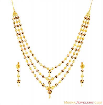 22K Gold Layered Necklace Set ( 22 Kt Gold Sets )