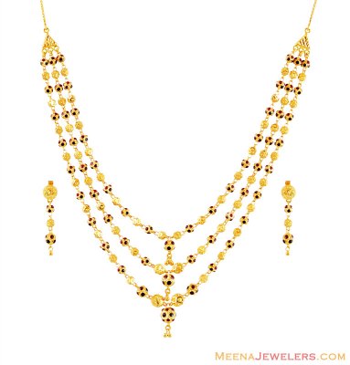 22K Gold Meena Layered Set ( 22 Kt Gold Sets )