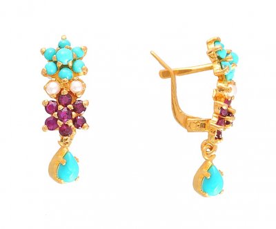 22K Precious Stone Earrings ( Precious Stone Earrings )