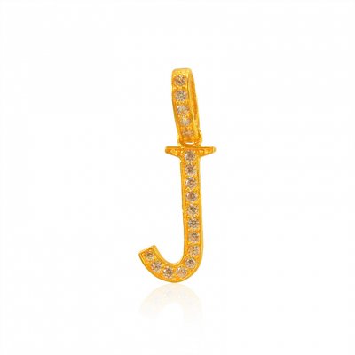 22K Gold Pendant with Initial (J) ( Initial Pendants )