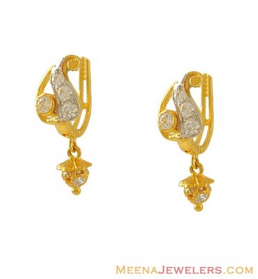 Gold CZ Clip On Earrings ( Clip On Earrings )