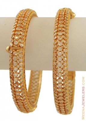 Gold Designer Polki Kadas ( Antique Bangles )