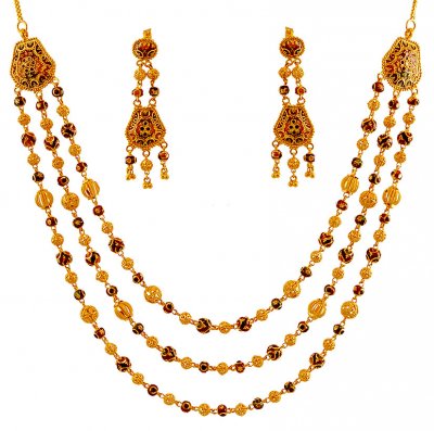 22K Gold Layered Necklace Set ( 22 Kt Gold Sets )