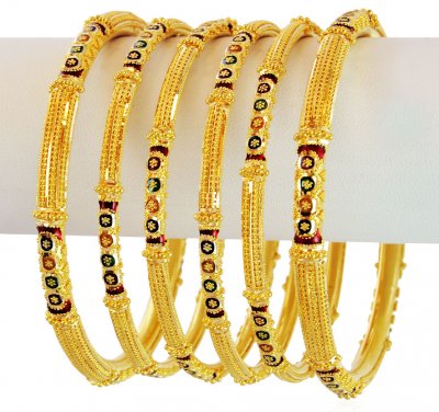 22K Meenakari Bangles Set (6 Pc)  ( Set of Bangles )