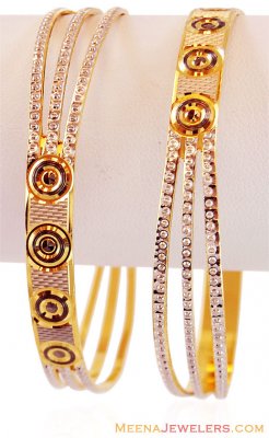 22K Designer Rhodium Kadas (Pair) ( Two Tone Bangles )