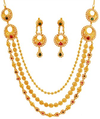 22K Layered Chand Bali Set ( Gold Designer Sets )