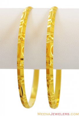 22K Machine Cut Bangles (Pair) ( Gold Bangles )