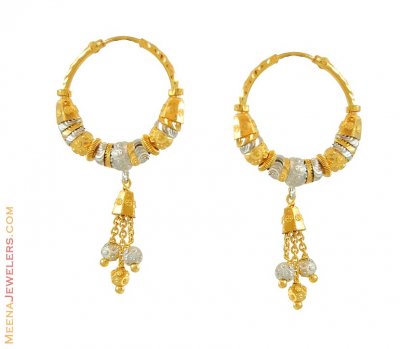 22k Two Tone Hanging Bali ( Hoop Earrings )