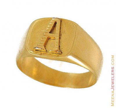 Indian Gold Ring (Initial A) ( Mens Gold Ring )