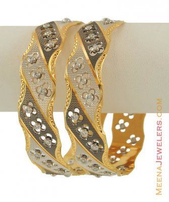 22K Two Tone Laser Bangles ( Two Tone Bangles )