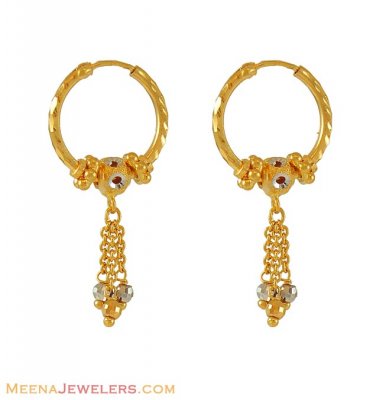 22k Two tone Dangling Hoops ( Hoop Earrings )