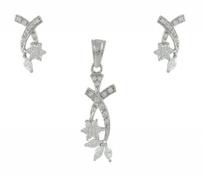 18Kt White Gold Pendant Set ( White Gold Pendant Sets )