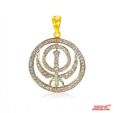 22 kt gold Khanda pendant with CZ ( Khanda Pendants )