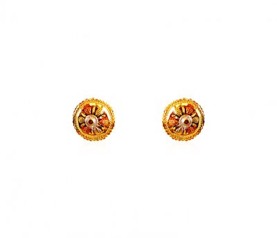 22K Gold Kids Earrings ( 22 Kt Gold Tops )