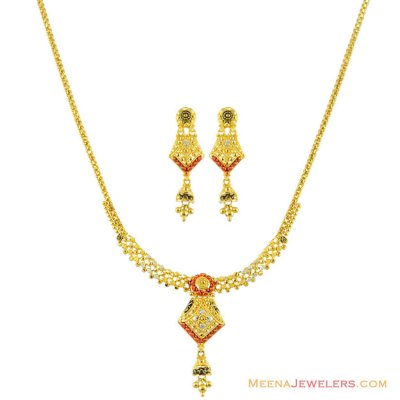 22k Tricolor Necklace Set ( Light Sets )
