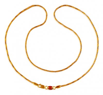 22K Gold Rhodium Chain (18 inch) ( Plain Gold Chains )