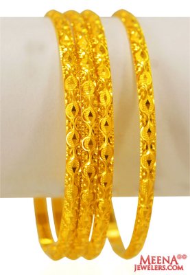 22 Karat Gold Bangles Set (4 PCs) ( Set of Bangles )