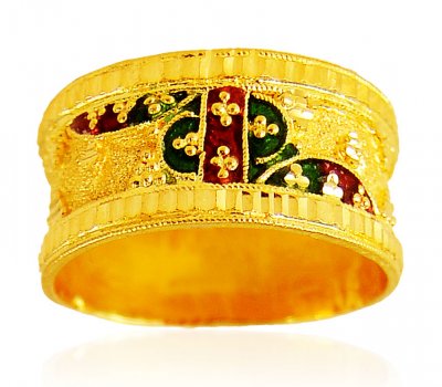 22K Gold Meenakari Ring ( Ladies Gold Ring )