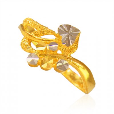 22K Gold Two Tone Ring ( Ladies Gold Ring )
