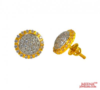 22 Karat Fancy Gold Tops with CZ  ( Signity Earrings )