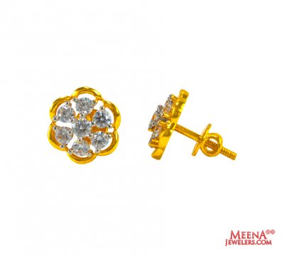 Gold Tops with CZ (22 Karat) ( Signity Earrings )