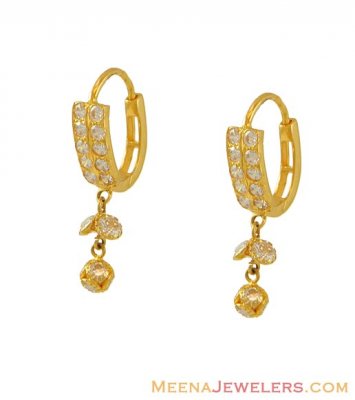 Gold Clip On Earrings With CZ ( Clip On Earrings )