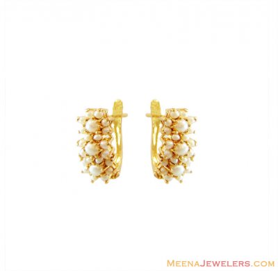 22K Gold Pearl Earrings ( Precious Stone Earrings )