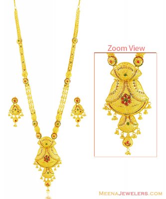 22k Fancy Bridal Meena Necklace Set ( Bridal Necklace Sets )