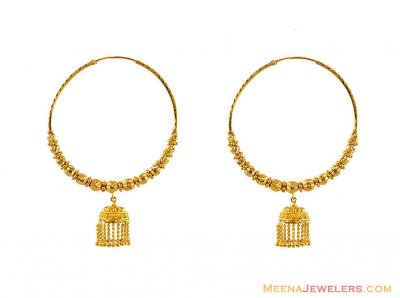 22k Gold Designer Jumbo Bali ( Hoop Earrings )