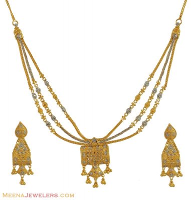 22K Layered TwoTone Set ( 22 Kt Gold Sets )