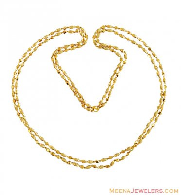 22k Double Layered White Tulsi Mala ( 22Kt Long Chains (Ladies) )