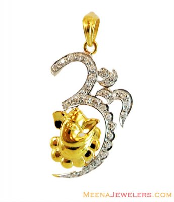 22K Gold Om Ganesha Pendant ( Om Pendants )