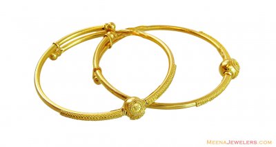 Fancy Gold Baby Kadas (Pair) 22k ( Baby Bangles )