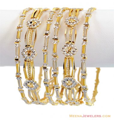 Fancy (6 Pc)Rhodium Bangles Set 22k ( Set of Bangles )