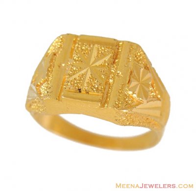 22K Gold Ring (Star burst) - RiMs9750 - 22k gold men's ring(square ...