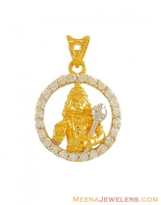 22Kt Two Tone Hanuman Pendant ( Ganesh, Laxmi and other God Pendants )