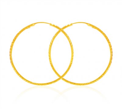 22 Kt Gold Plain Hoop Earrings ( Hoop Earrings )