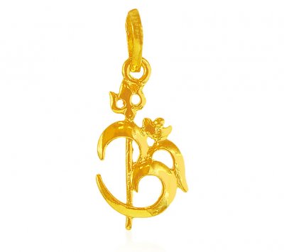 22K Gold Om And Trishul Pendant ( Om Pendants )