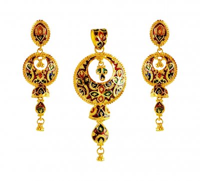 22Kt Gold Chand Bali Pendant Set ( Gold Pendant Sets )