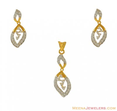 22k Two Tone Signity Pendant Set ( Fancy Pendant Set )