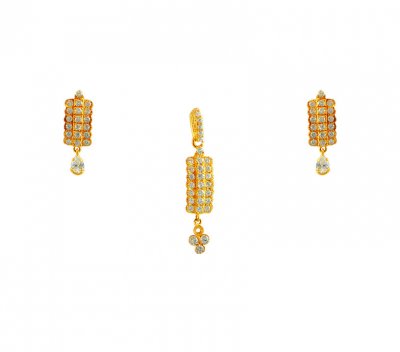 22k Gold CZ Pendant Set ( Fancy Pendant Set )