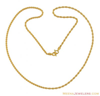 22K Hollow Rope Chain (18 Inches) ( Plain Gold Chains )