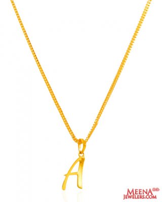 22K Gold Initial Pendant (Letter A) ( Initial Pendants )