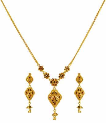 22K Gold Necklace Set Reversible ( Light Sets )